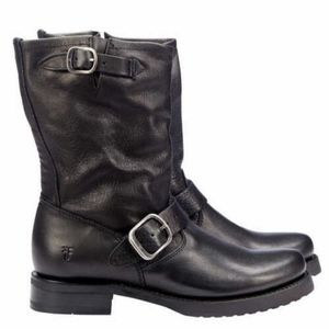 NEW Frye Veronica Short Boot BLACK MOTO BUCKLE